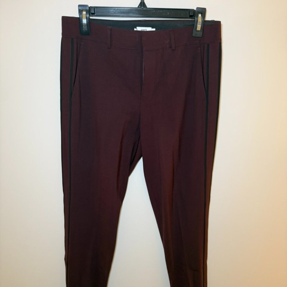 Vince burgundy ankle cropped tailored straight leg straight dress pants, size 6